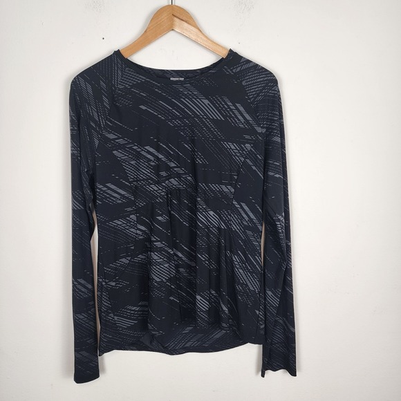 Sweaty‎ Betty Long Sleeve Black Gray Patterned Base Layer Shirt Women's XL - Picture 1 of 7